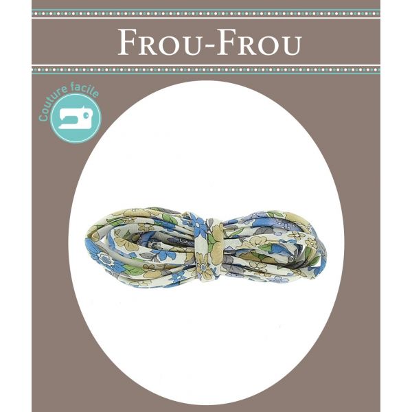Frou-Frou Cordon spaghetti 7mmx2m tissu Fleuri Bleu 4214-0-16 image