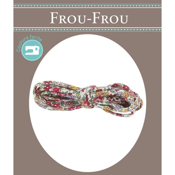 Frou-Frou Cordon spaghetti 7mmx2m tissu Fleuri Rouge 4214-0-19 image