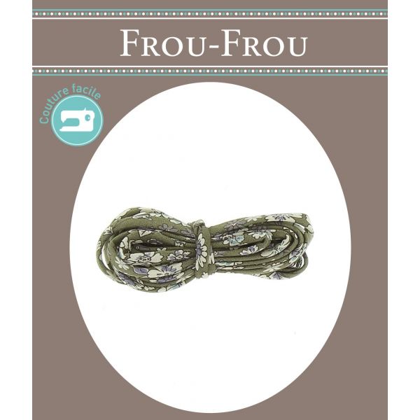 Frou-Frou Cordon spaghetti 7mmx2m tissu Fleuri Kaki 4214-0-3 image