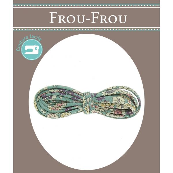 Frou-Frou Cordon spaghetti 7mmx2m tissu Fleuri Vert Eucalyptus 4214-0-5 image