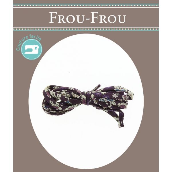 Frou-Frou Cordon spaghetti 7mmx2m tissu Fleuri Violet foncé 4214-0-8 image