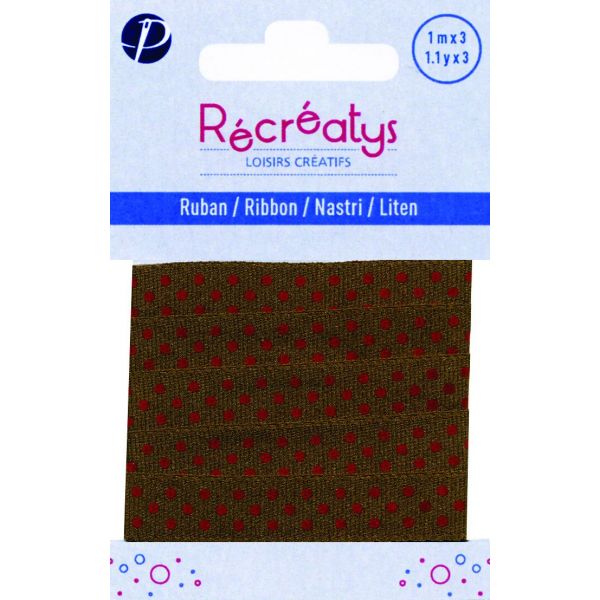 Récréatys - Ruban gros grain Pois 10mmx1m Marron 4431-10-10 image