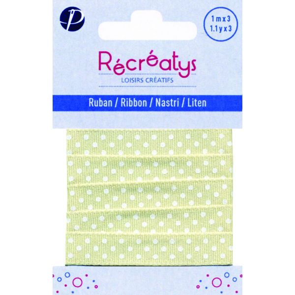 Récréatys - Ruban gros grain Pois 10mmx1m Beige 4431-10-12 image