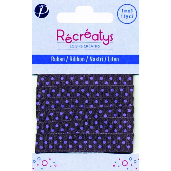 Récréatys - Ruban gros grain Pois 10mmx1m Violet 4431-10-6 image