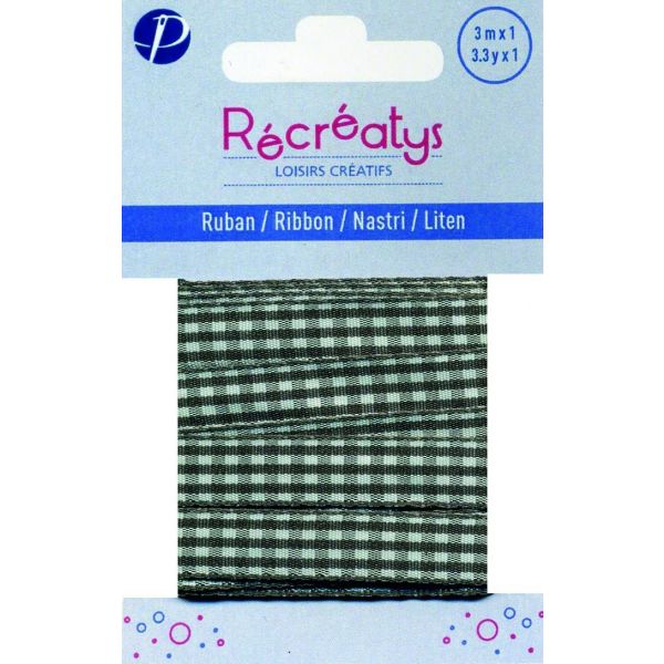Récréatys - Ruban Vichy 10mmx1m Noir 4432-10-11 image
