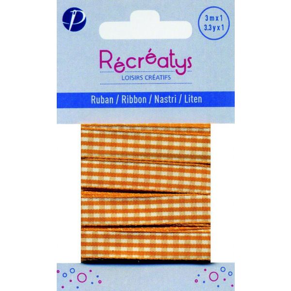 Récréatys - Ruban Vichy 10mmx1m Orange 4432-10-2 image