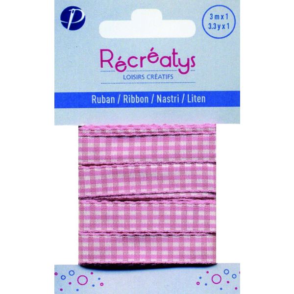 Récréatys - Ruban Vichy 10mmx1m Rose 4432-10-3 image