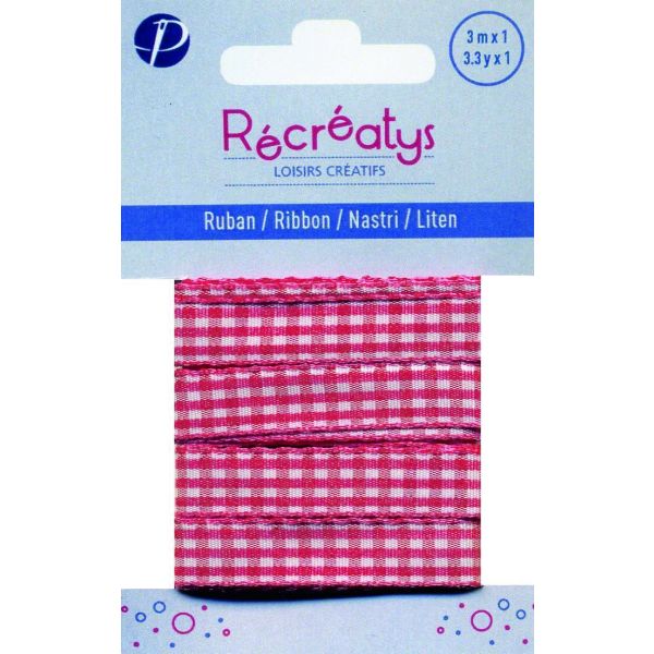 Récréatys - Ruban Vichy 10mmx1m Rouge 4432-10-4 image