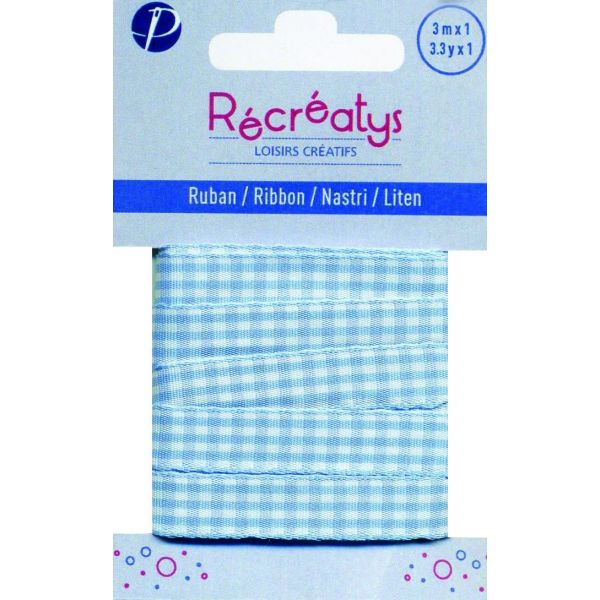 Récréatys - Ruban Vichy 10mmx1m Vert d'eau 4432-10-7 image