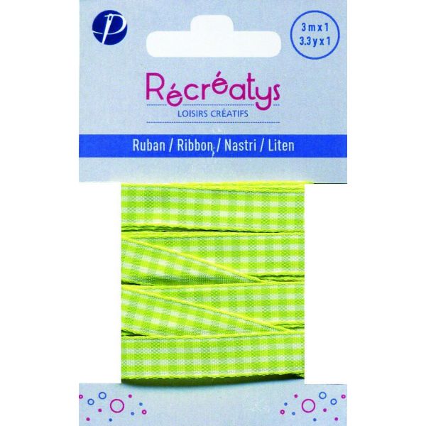 Récréatys - Ruban Vichy 10mmx1m Vert pistache 4432-10-9 image