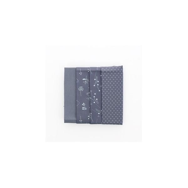COFFRET TISSU FROU-FROU 4 COUPONS ODONATA 35x35cm Bleu Gris 4633-0-3 petite image