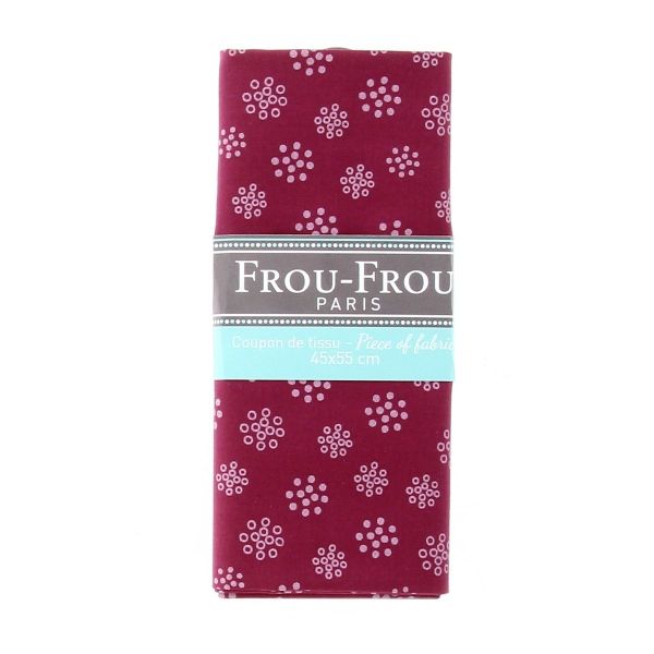 TISSU COUPON FROU-FROU 45x55cm A BICYCLETTE BORDEAUX GLAMOUR 4643-0-514 image