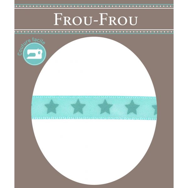 Ruban Satin Frou-Frou 9mm Etoiles Bleu lagon 4718-9-11 image