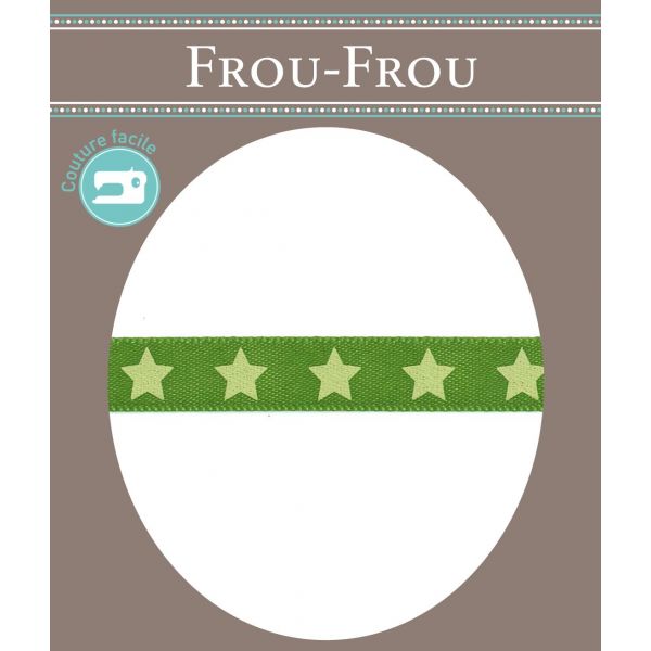 Ruban Satin Frou-Frou 9mm Etoiles Vert pomme 4718-9-12 image