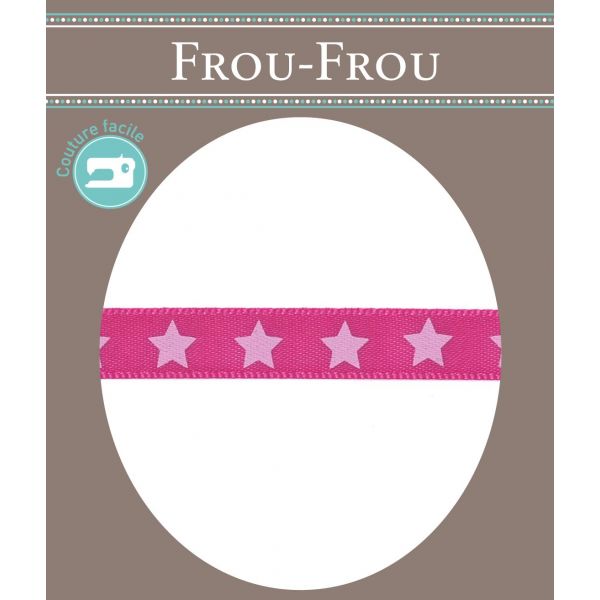 Ruban Satin Frou-Frou 9mm Etoiles Rose prune 4718-9-7 image