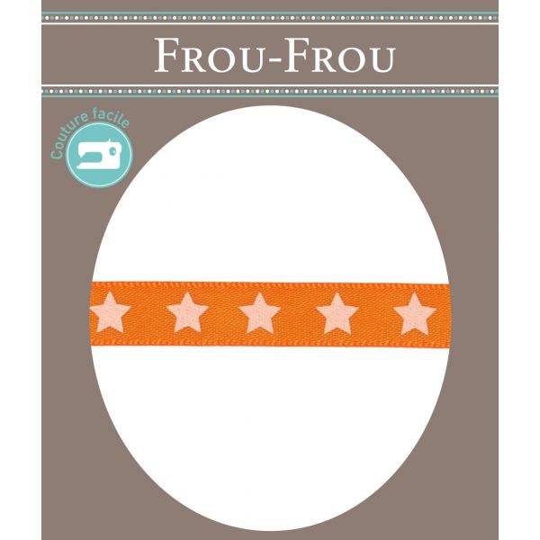 Ruban Satin Frou-Frou 9mm Etoiles Orange 4718-9-9 image