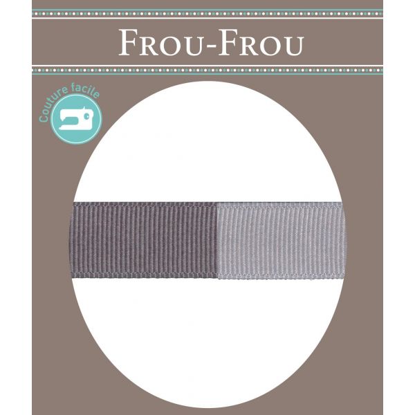 Ruban Gros Grain Frou-Frou 16mm bicolore Uni Taupe 4719-16-1 image