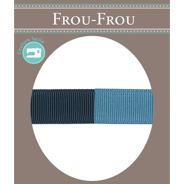 Ruban Gros Grain Frou-Frou 16mm bicolore Uni Bleu foncé 4719-16-10 image