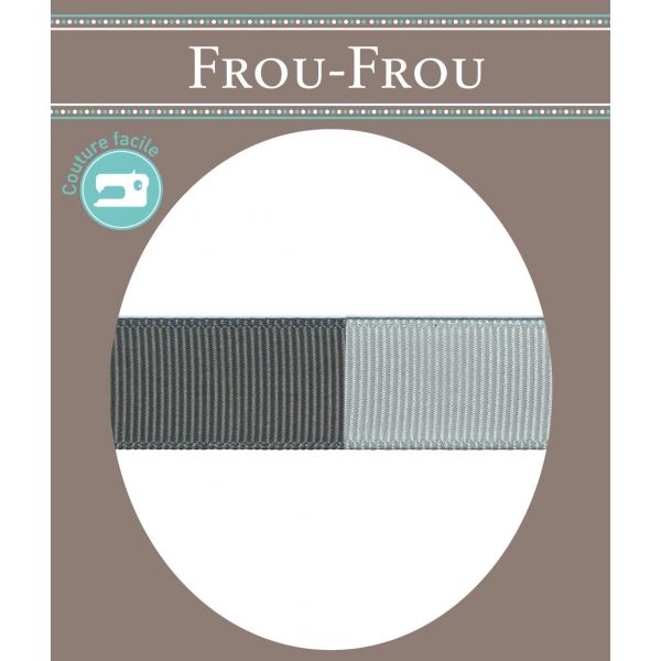 Ruban Gros Grain Frou-Frou 16mm bicolore Uni Gris foncé 4719-16-2 image