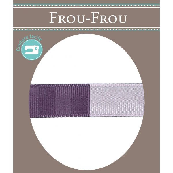 Ruban Gros Grain Frou-Frou 16mm bicolore Uni Violet foncé 4719-16-6 image