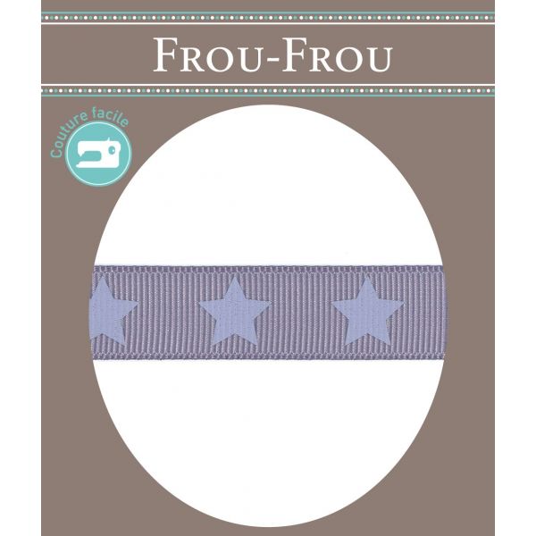 Ruban Gros Grain Frou-Frou 16mm Etoiles Myrtille 4720-16-104 image