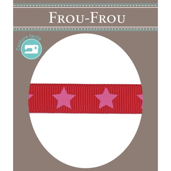 Ruban Gros Grain Frou-Frou 16mm Etoiles Rouge 4720-16-108 image