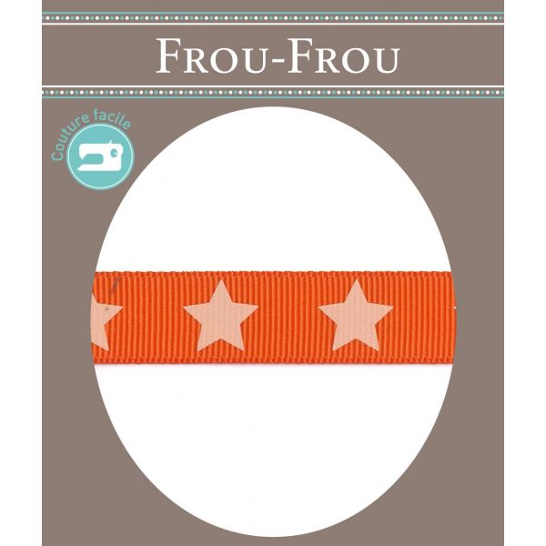 Ruban Gros Grain Frou-Frou 16mm Etoiles Orange 4720-16-109 image