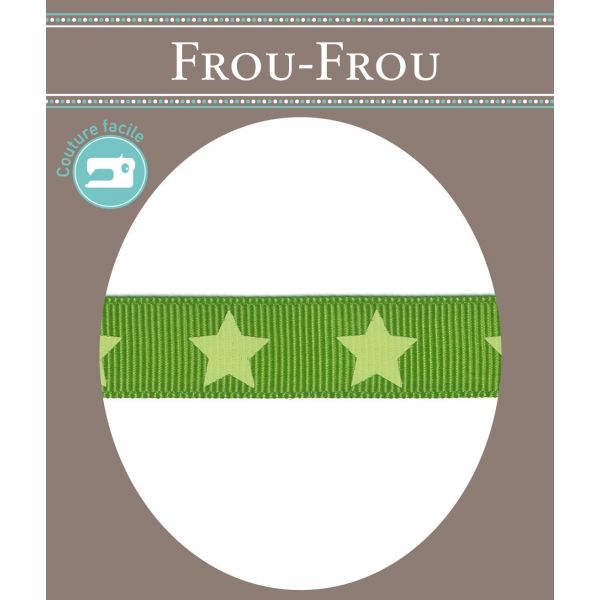 Ruban Gros Grain Frou-Frou 16mm Etoiles Vert pomme 4720-16-112 image