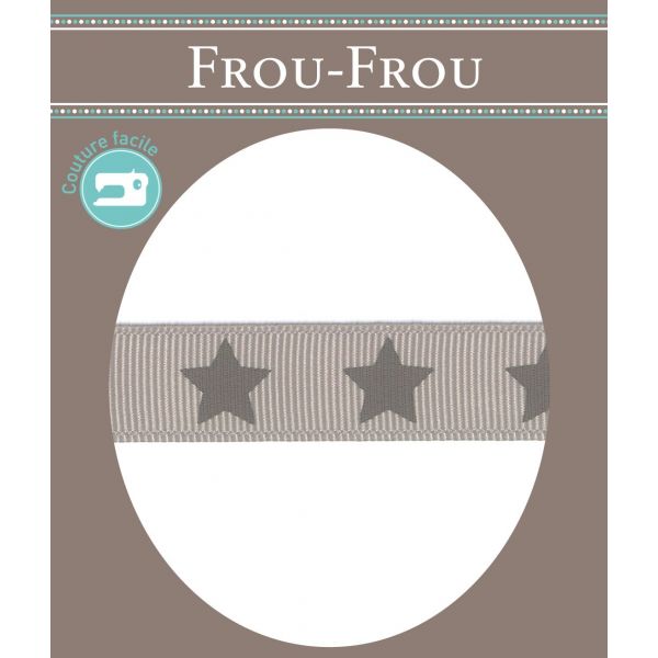 Ruban Gros Grain Frou-Frou 16mm Etoiles Beige clair 4720-16-301 image