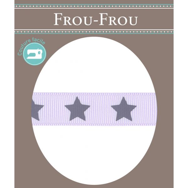 Ruban Gros Grain Frou-Frou 16mm Etoiles Lilas 4720-16-304 image