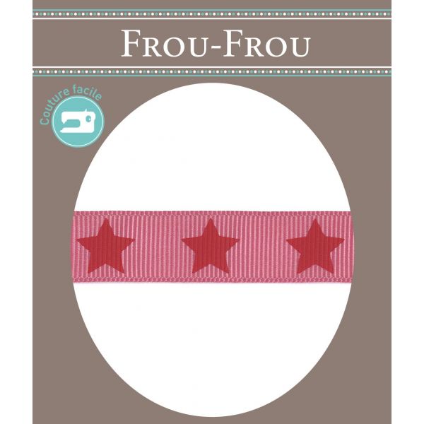 Ruban Gros Grain Frou-Frou 16mm Etoiles Framboise 4720-16-308 image