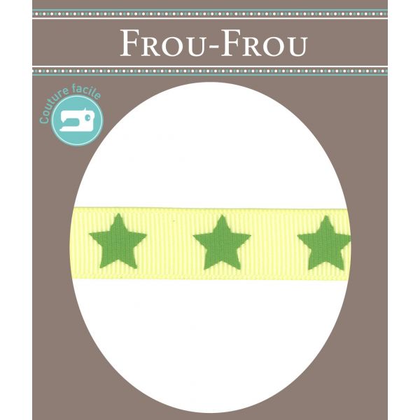Ruban Gros Grain Frou-Frou 16mm Etoiles Vert Anis 4720-16-312 image