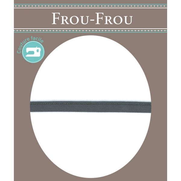 Frou-Frou Cordon Spaghetti Tissu Coton Uni 7mm Gris foncé 4802-0-702 image