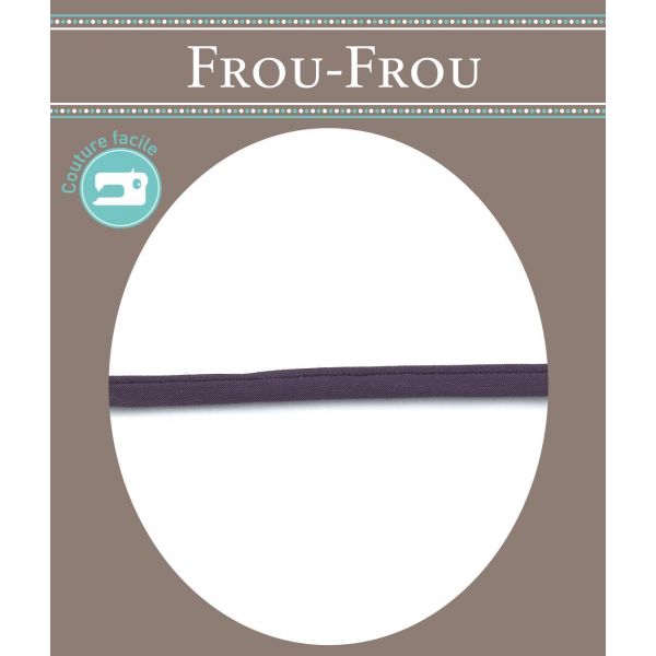 Frou-Frou Cordon Spaghetti Tissu Coton Uni 7mm Violet foncé 4802-0-706 image