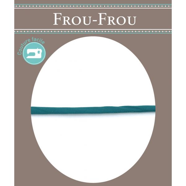 Frou-Frou Cordon Spaghetti Tissu Coton Uni 7mm Turquoise foncé 4802-0-711 image