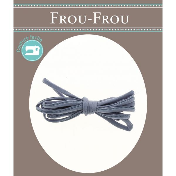Frou-Frou Cordon spaghetti 9mmx2m Tissu Uni Bleu Gris 4807-0-703 image