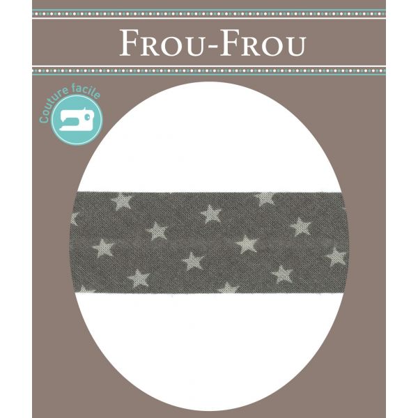Biais Frou-Frou 20mmx2m Etoiles Taupe 4808-0-101 image