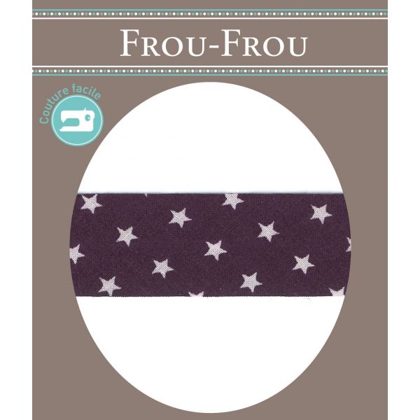 Biais Frou-Frou 20mmx2m Etoiles Violet foncé 4808-0-106 image