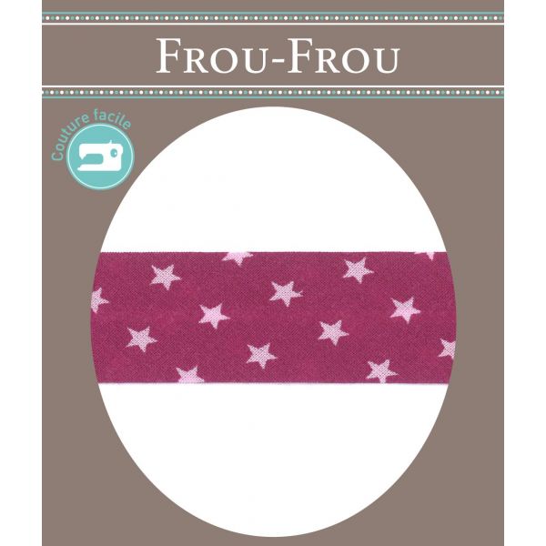 Biais Frou-Frou 20mmx2m Etoiles Rose Camélia 4808-0-107 image