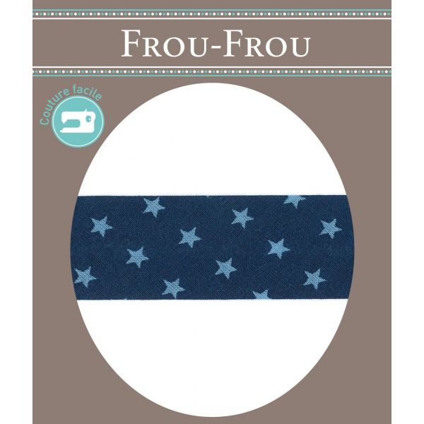 Biais Frou-Frou 20mmx2m Etoiles Bleu foncé 4808-0-110 image