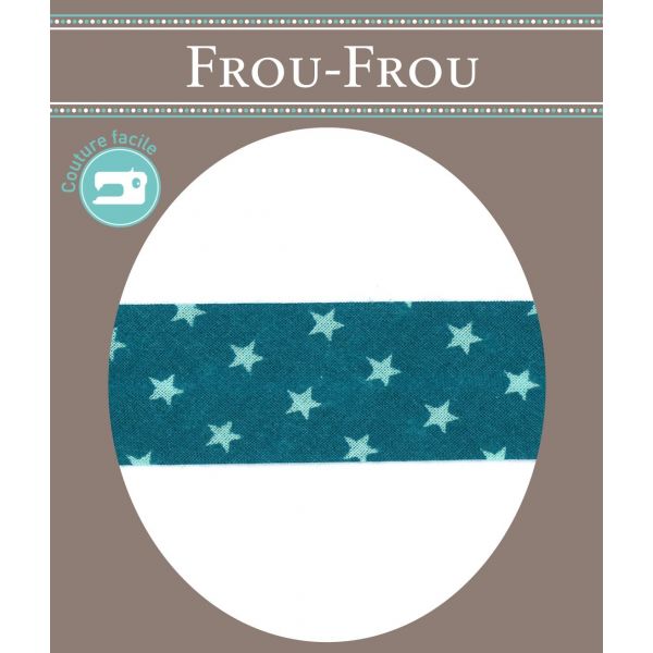 Biais Frou-Frou 20mmx2m Etoiles Turquoise foncé 4808-0-111 image