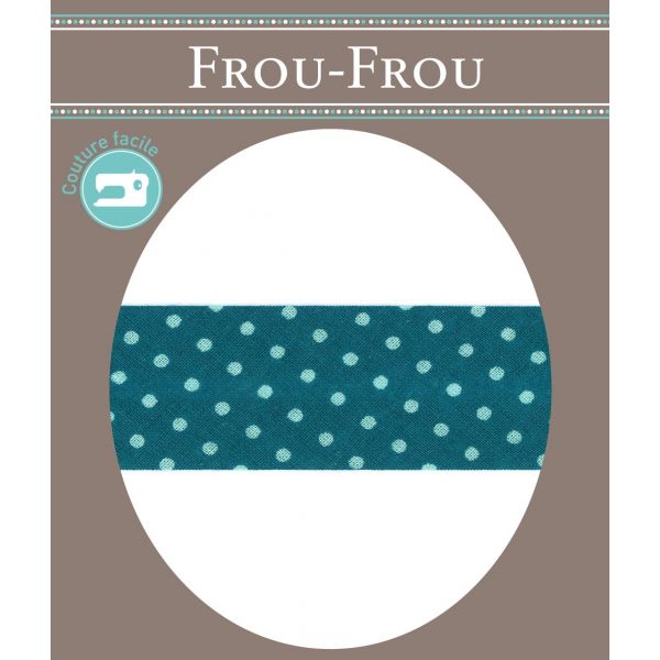 Biais Frou-Frou 20mmx2m Pois Turquoise foncé 4808-0-211 image