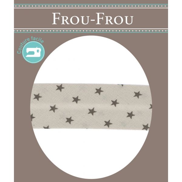 Biais Frou-Frou 20mmx2m Etoiles Beige clair 4808-0-301 image
