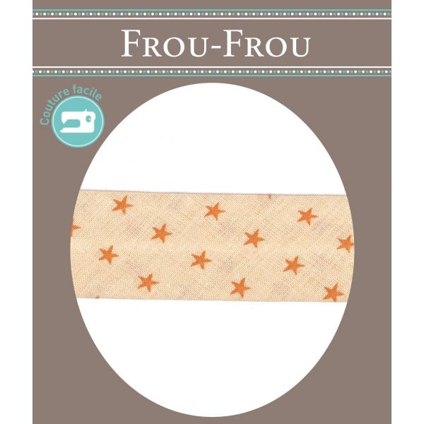 Biais Frou-Frou 20mmx2m Etoiles Saumon 4808-0-309 image