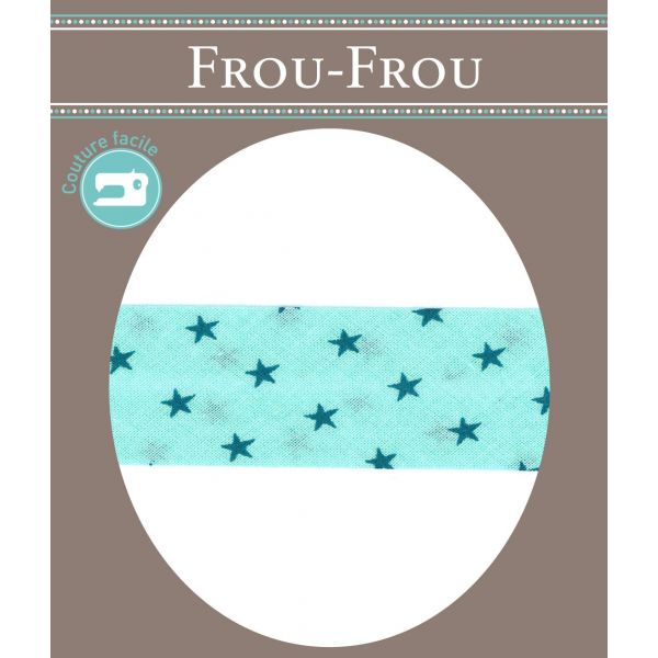 Biais Frou-Frou 20mmx2m Etoiles Bleu lagon 4808-0-311 image