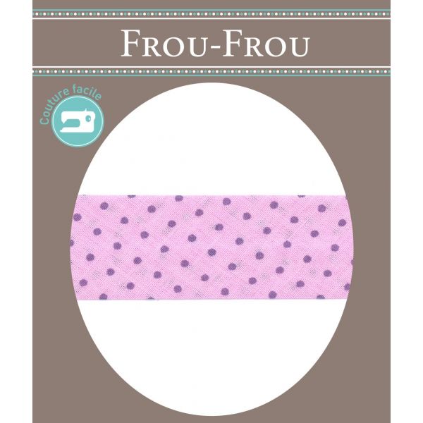 Biais Frou-Frou 20mmx2m Pois Parme clair 4808-0-405 image
