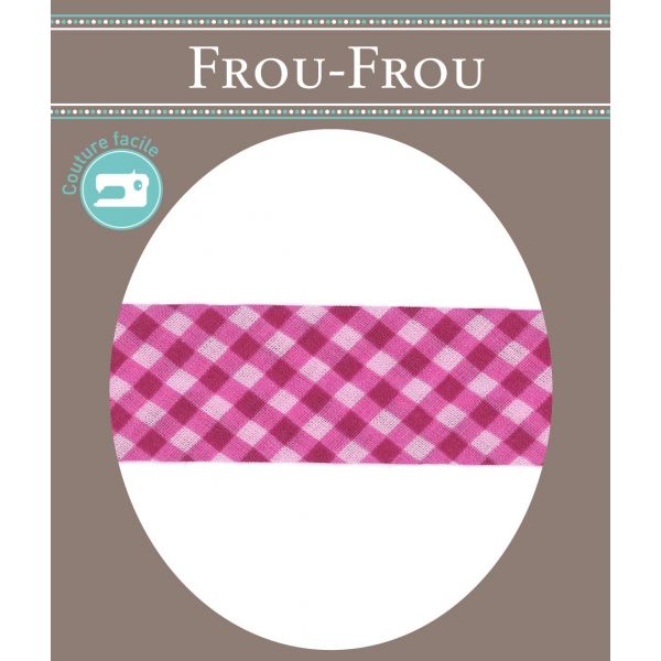 Biais Frou-Frou 20mmx2m Vichy Rose Camélia 4808-0-507 image