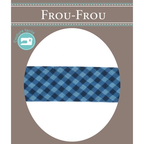 Biais Frou-Frou 20mmx2m Vichy Bleu foncé 4808-0-510 image