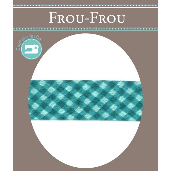 Biais Frou-Frou 20mmx2m Vichy Turquoise foncé 4808-0-511 image