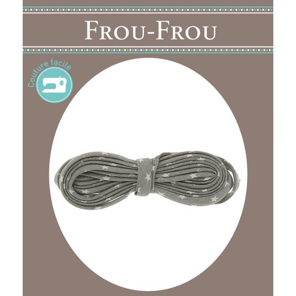Frou-Frou Cordon Spaghetti 7mmx2m Tissu Etoiles Taupe 4809-0-101 image